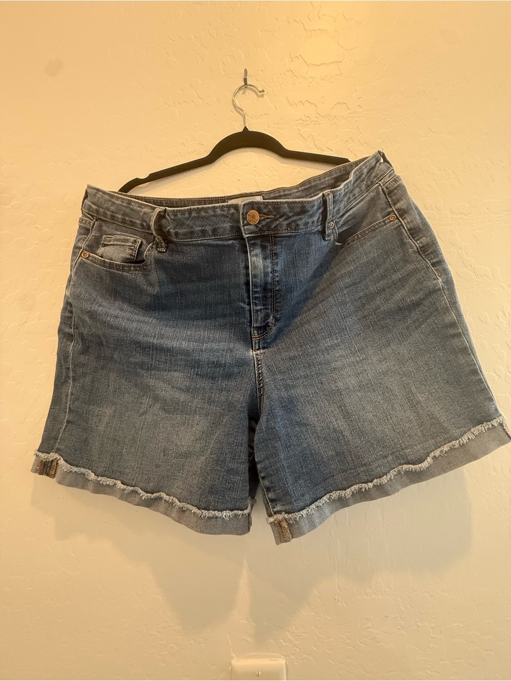 18W Denim Shorts with Frayed Hem – Plus Size